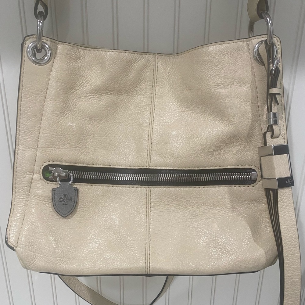 Oryany Cream Leather Shoulder Bag Purse‎ Handbag Satchel